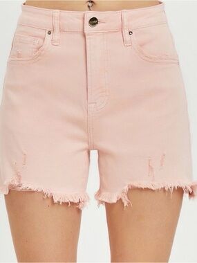 Risen Soft Pink High-Rise Frayed Hem Women's Shorts XL NWT